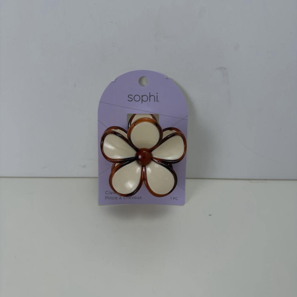 Sophi Cream/Brown Flower Hair Claw Clip Hair Accessory, Suitable for Hair